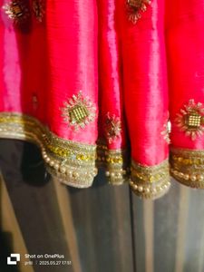 Pink saree with golden work