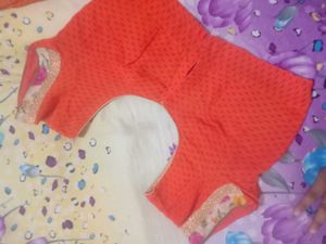 Orange Bandhej Printed Saree with Blouse