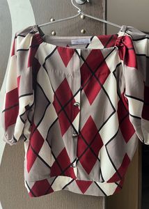 Red Cream Symmetrical Design Shirt