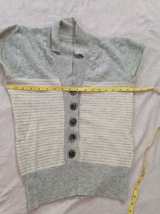Cute Grey Button-Up Top