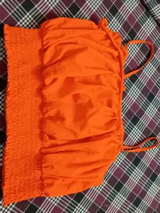 Orange Ruched Crop Top