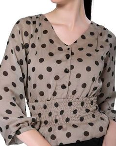 Buy beige &amp; Black Polka Dot print Top