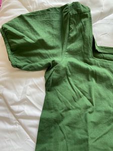 Green Puff Sleeves Cotton Too