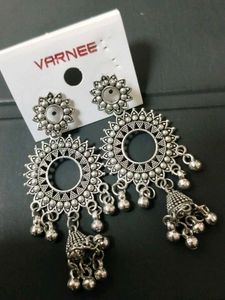 Silver Tone Jhumka Earrings