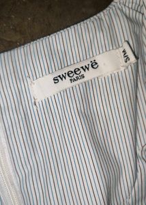 Imported Sweeve Striped Flared Sleeve Top