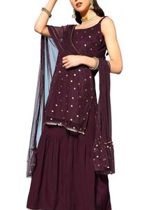 Partywear Wine Sharara set with Dupatta