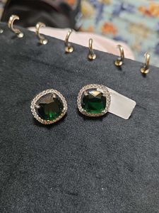 Green Square Zircona Studs