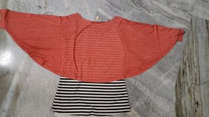 Kaftan Butterfly Striped Top with Batwing Sleeves