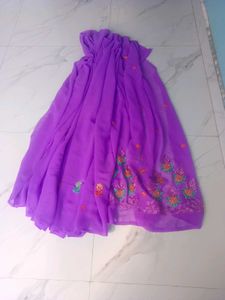 Embroidered Purple Fabric Piece