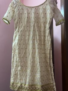 Fluorescent Boat Neck Kurta Set With Good Dupatt