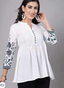 White Floral Printed Aline Top