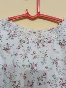 Floral Lace Trimmed Top