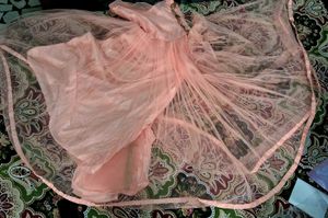 90% Off 💥 Barbie Peach Net Heavy Gown With Stones
