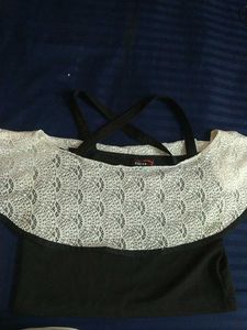 Black Tank Top with Lace Overlay