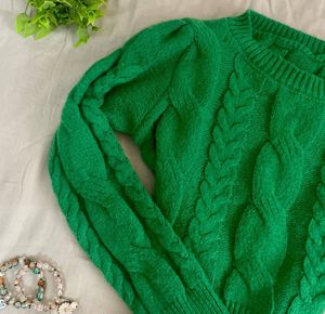 Green Knit Crop Sweater (bust 30-34)
