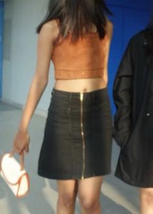 Black Denim Mini Skirt