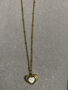 Gold & White Heart Necklace
