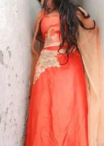 Orange Skirt With Crop Top