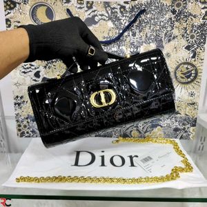 DIOR PATENT FLAP CLUTCH WITH HANDLE ON TOP*