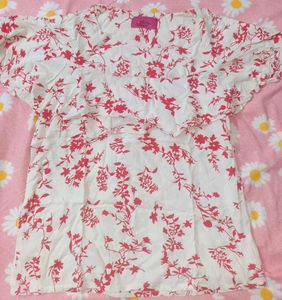 Floral Print Ruffle Sleeve Top