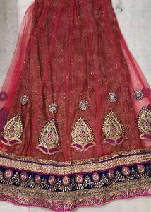 Maroon Embroidered Lehenga Skirt