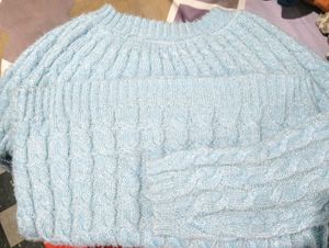 Light Blue Cable Knit Sweater