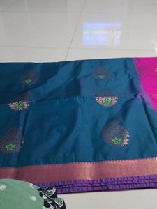 Elegant Mayil Blue Soft silk Saree