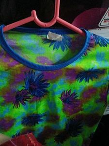 Colorful Floral Print T-Shirt Swim Costume For Kid