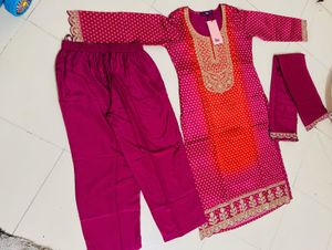 Libas Pink Embroidered  Kurta Set