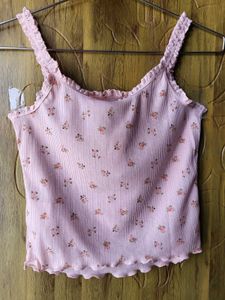 H&amp;M Floral Lace Trimmed Crop Top/ SIZE-M