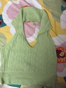 Green Knit Halter Top