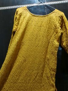 Yellow Embroidered Kurti