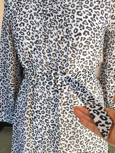 Elegant And Classy Leopard Print Belted Midi Dress