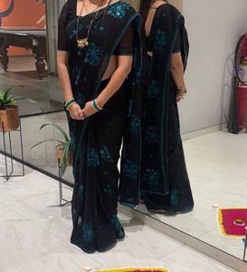 Black Embroidery Saree