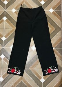 Embroidered Black Trousers