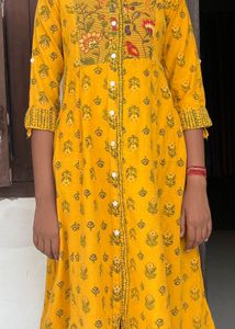 Mustard Printed Kurta