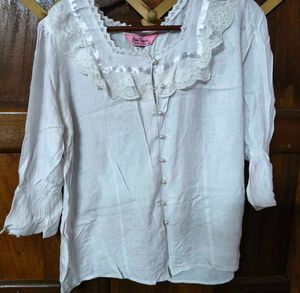 Vintage Lace Trimmed Blouse