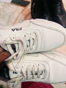 Fila White Sneakers &amp; Black Boots