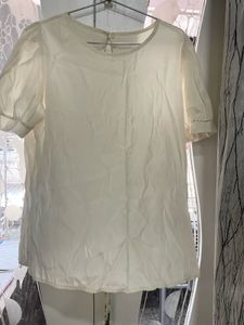 Cream Puff Sleeve Blouse In Silk