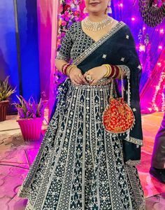 Green Fully Embroided Lehanga