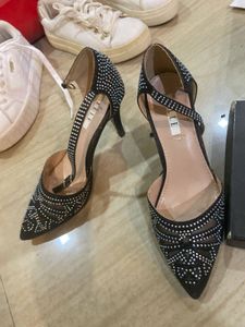 Elle Embellished Black Heels