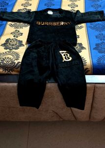 Burberry Style Black Velvet Winter Set for Baby