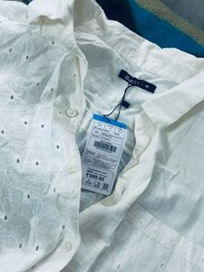Zucci White Eyelet Short Sleeve Shirt