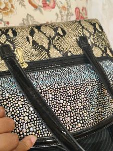 Unique Snakeskin &amp; Rhinestone Handbag