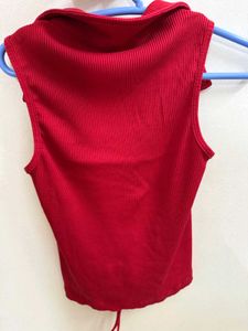 Red Ribbed Tank Top