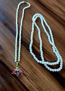 Pearl Necklace with Floral Pendant