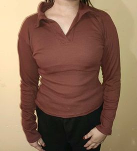 Stylish Brown Long Sleeve Top and skirt (combo )