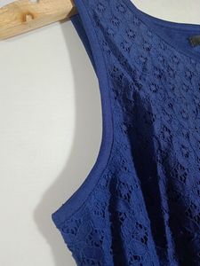 Abof Blue Colour Lase Fabric Basic Dress(Women)