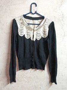 Partywear Embellished Button-down Shrug Cardigan