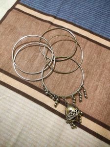 Attached Silver Metal Bangles